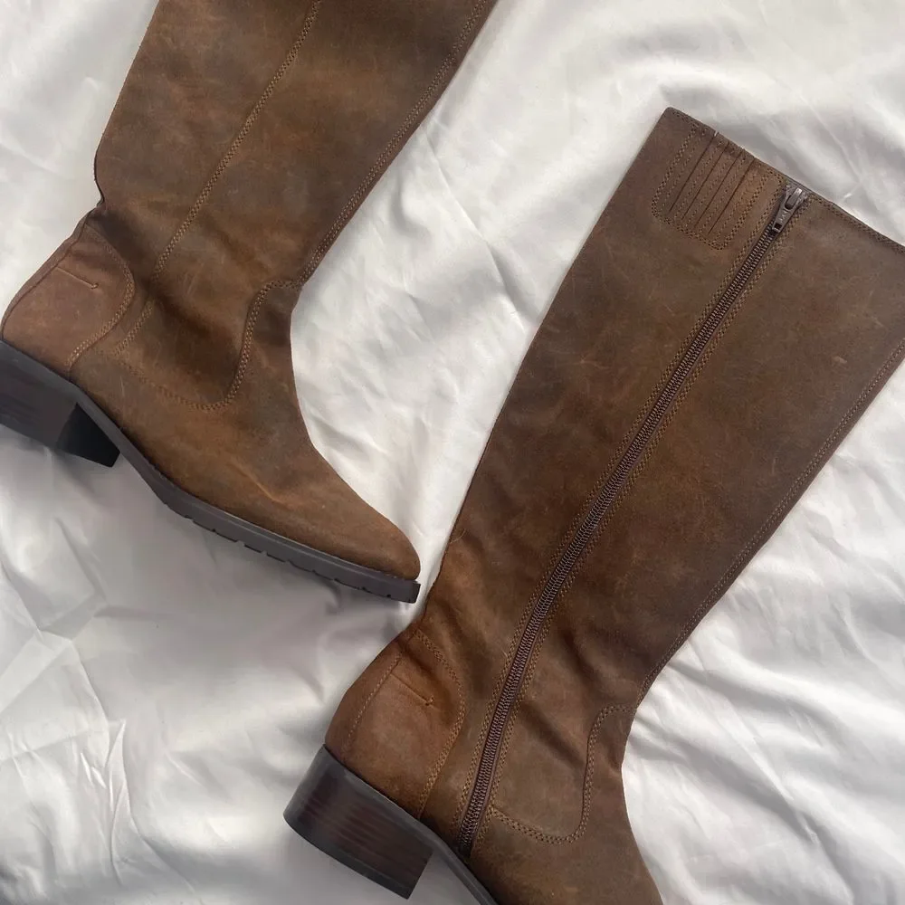 Vintage Donald Pliner Brushed Suede Knee High Riding‎ Boots